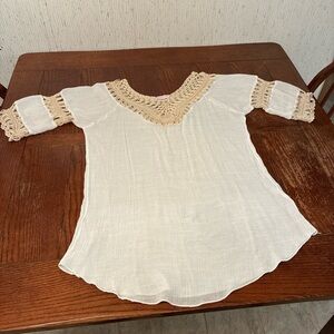 Ana & Rose Crochet Blouse Women's XL Boho V-Neck Tunic Top